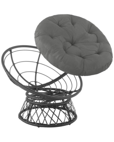 Fauteuil papasan en rotin Gargano rotatif noir