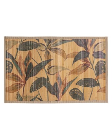 Tapis de bain lattes bambou feuillage exotique - 50x80cm