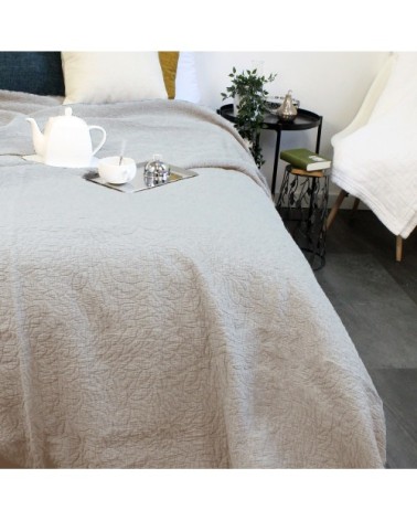 Couvre-lit  pur coton beige 230x250