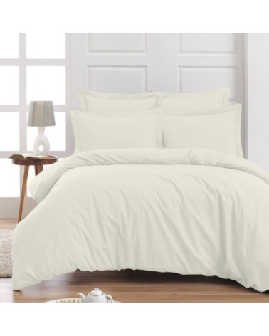 Drap housse en percale de coton Ecru 90x190 cm