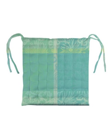 Galette de chaise enduit imperméable pur coton vert 38X38