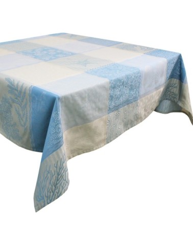 Nappe  pur coton bleu 180x250