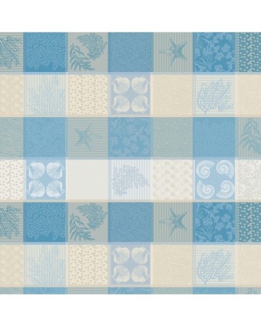 Nappe  pur coton bleu 180x250