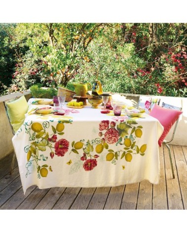 Nappe carrée  pur lin multicolore 155x155 cm