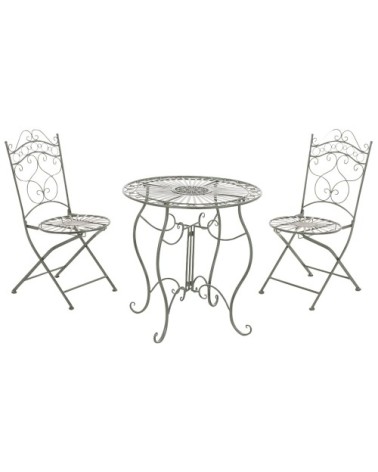 Ensemble table et chaises de jardin en métal Vert antique