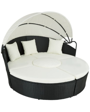 Bain de soleil rond modulable ZANZIBAR noir