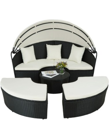 Bain de soleil rond modulable ZANZIBAR noir