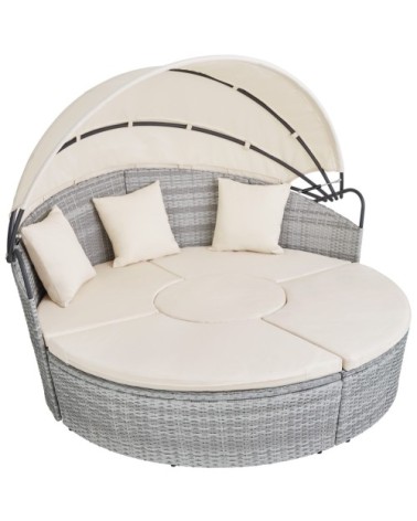 Bain de soleil rond modulable ZANZIBAR gris clair