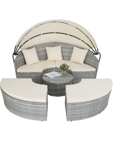 Bain de soleil rond modulable ZANZIBAR gris clair