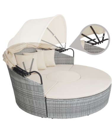 Bain de soleil rond modulable ZANZIBAR gris clair