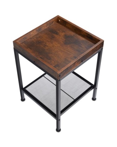Table dappoint ROCHESTER 41,5x41x56cm effet bois foncé industriel