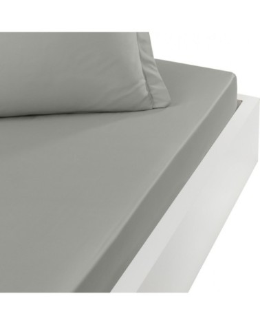 Drap housse en percale de coton Gris Perle 90x190 cm