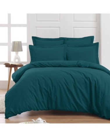 Drap housse en percale de coton Petrol 90x190 cm