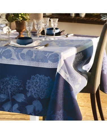 Nappe antitache déperlant pur coton bio bleu 175X305