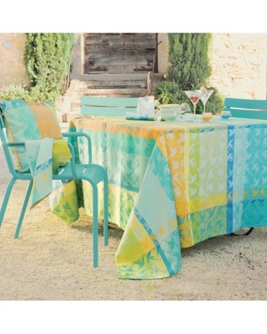 Nappe carrée  pur coton vert 115x115 cm