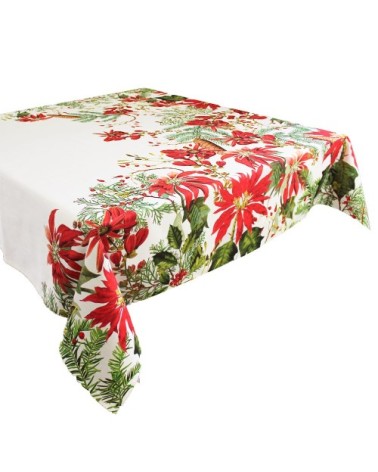 Nappe carrée antitache déperlant pur coton rouge 155x155 cm