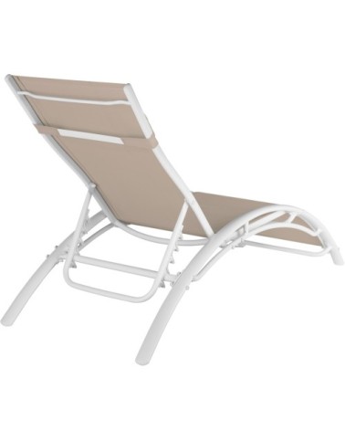 Lot de 2 transats avec coussin de tête beige