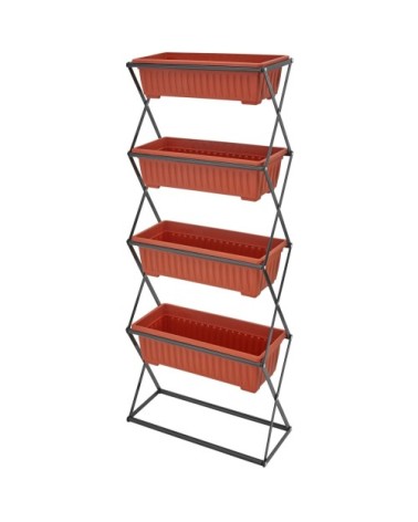 Jardinière verticale avec 4 bacs à fleurs 52 x 21 x 127 cm marron