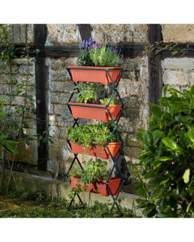 Jardinière verticale avec 4 bacs à fleurs 52 x 21 x 127 cm marron