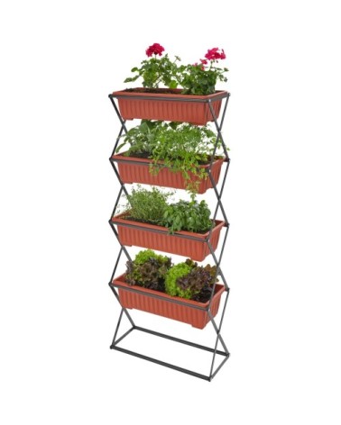 Jardinière verticale avec 4 bacs à fleurs 52 x 21 x 127 cm marron