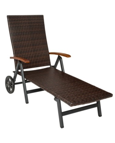 Bain de soleil avec roulettes Auckland en aluminium marron