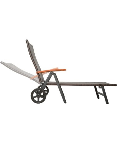 Bain de soleil avec roulettes Auckland en aluminium marron