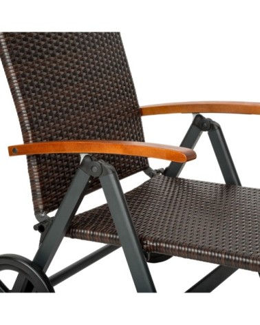 Bain de soleil avec roulettes Auckland en aluminium marron