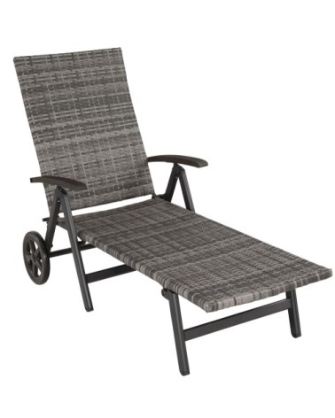 Bain de soleil avec roulettes Auckland en aluminium gris