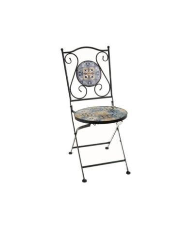 Chaise jardin pliable métal et céramique multicolore 38x38x92cm