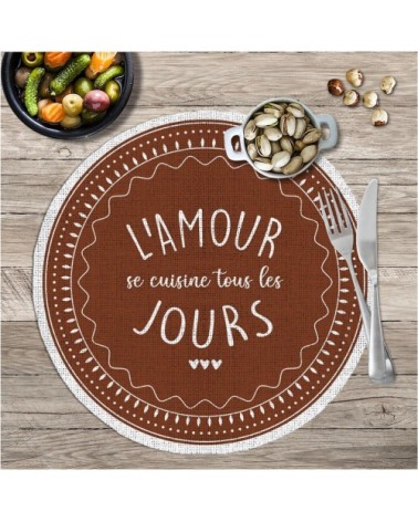 Set de table rond l'amour se cuisine D38cm