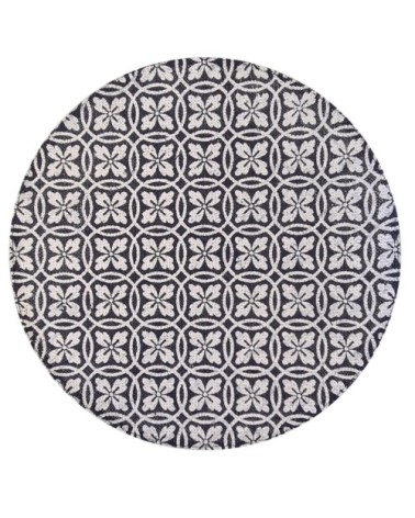 Set de table rond carreau de ciment bleu et blanc D38cm