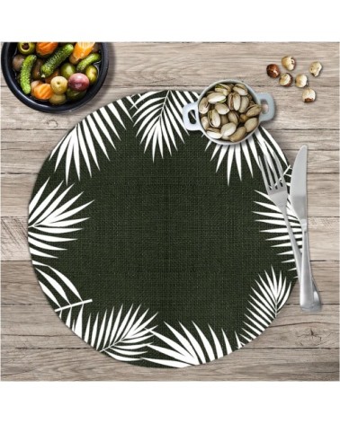 Set de table rond tropical vert foncé D38cm