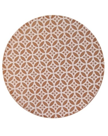 Set de table rond carreau de ciment jaune et blanc D38cm