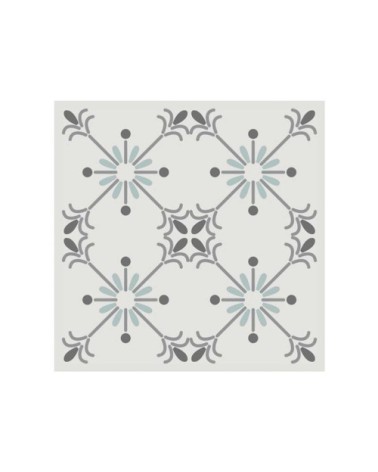 6 stickers à carreaux de ciment blanc gris et bleu 15x15cm