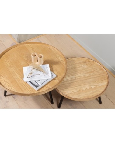 Table d'appoint ronde bois D60cm bois clair