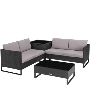 Salon de jardin en polyrotin Ostuni noir