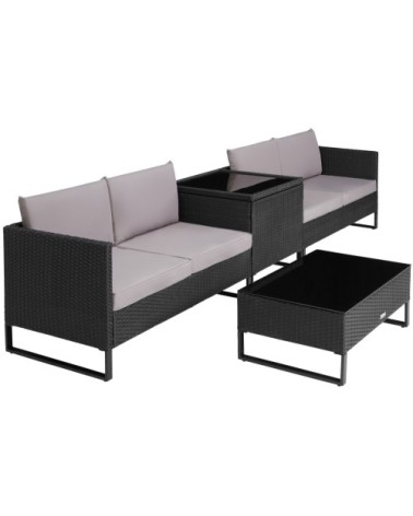 Salon de jardin en polyrotin Ostuni noir