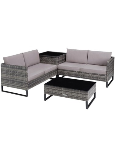 Salon de jardin en polyrotin Ostuni gris