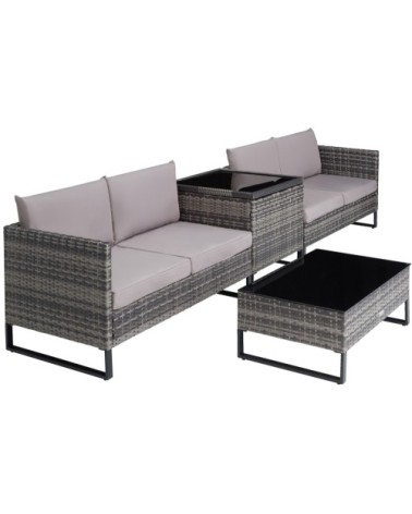 Salon de jardin en polyrotin Ostuni gris