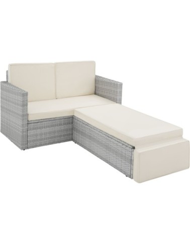 Salon de jardin CORFOU modulable gris clair