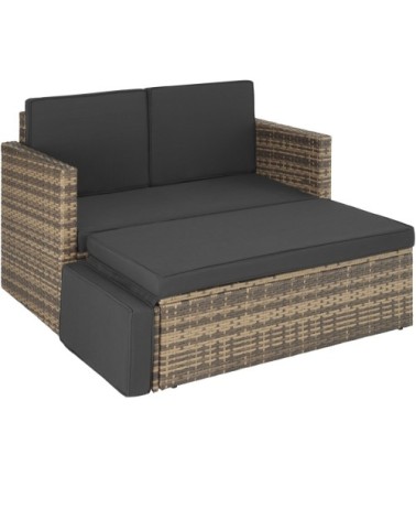 Salon de jardin CORFOU modulable marron naturel