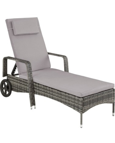 Bain de soleil aluminium Cassis 6 positions avec roulettes gris