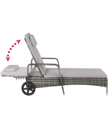 Bain de soleil aluminium Cassis 6 positions avec roulettes gris