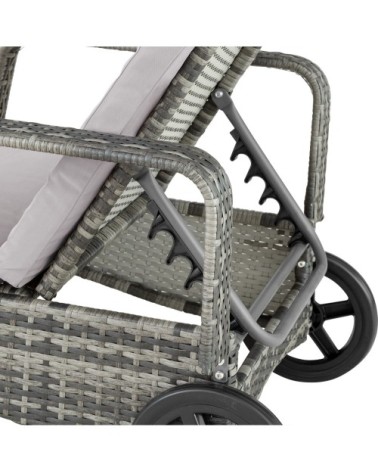 Bain de soleil aluminium Cassis 6 positions avec roulettes gris