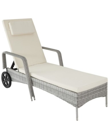 Bain de soleil aluminium Cassis 6 positions avec roulettes gris clair