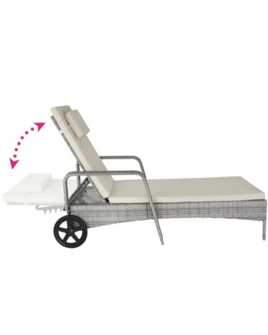 Bain de soleil aluminium Cassis 6 positions avec roulettes gris clair
