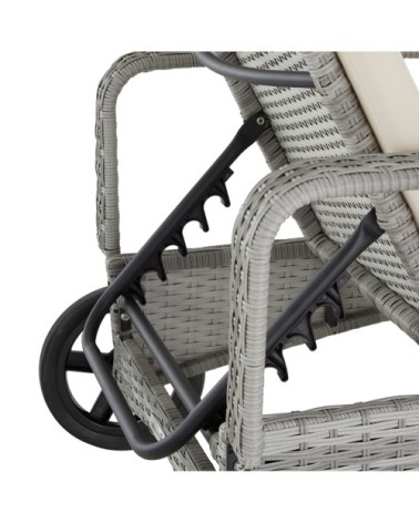 Bain de soleil aluminium Cassis 6 positions avec roulettes gris clair