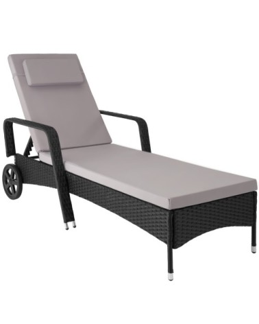 Bain de soleil aluminium Cassis 6 positions avec roulettes noir