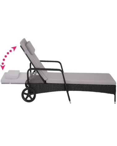 Bain de soleil aluminium Cassis 6 positions avec roulettes noir