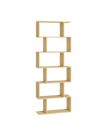 Bibliothèque étagère à 6 niveau effet bois couleur chêne naturel